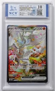 Carta pokemon Reshiram certificado y graduado por NCV Grading en cápsula de seguridad